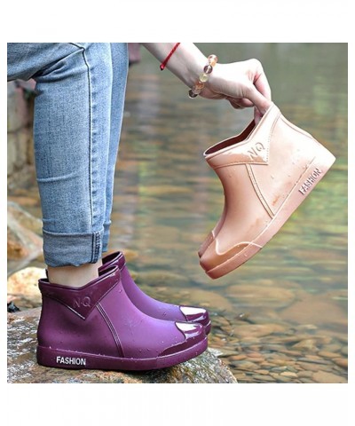 Ladies Short Rain Boots Waterproof Garden Shoes Non Slip Ladies Comfortable Insole Fashion Lightweight Ankle Rain Boots Khaki...