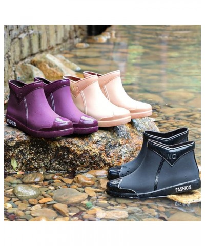 Ladies Short Rain Boots Waterproof Garden Shoes Non Slip Ladies Comfortable Insole Fashion Lightweight Ankle Rain Boots Khaki...