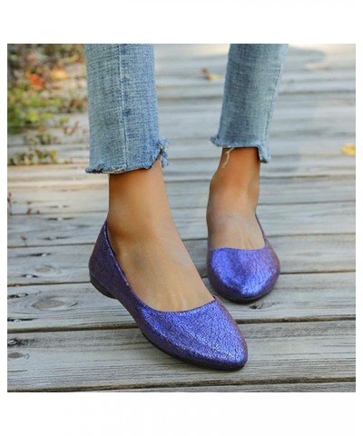 Casual Loafers, Women's Casual Pointed Toe Ballet Comfort Soft Slip On Flats Shoes Blue $10.82 Fashion Sneakers