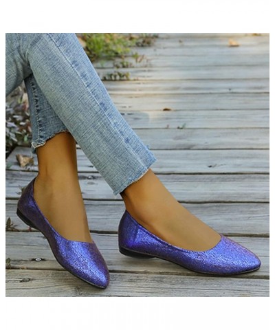 Casual Loafers, Women's Casual Pointed Toe Ballet Comfort Soft Slip On Flats Shoes Blue $10.82 Fashion Sneakers