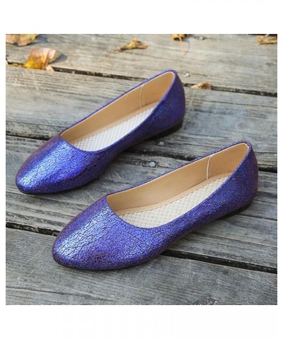 Casual Loafers, Women's Casual Pointed Toe Ballet Comfort Soft Slip On Flats Shoes Blue $10.82 Fashion Sneakers