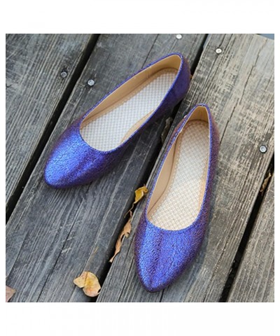 Casual Loafers, Women's Casual Pointed Toe Ballet Comfort Soft Slip On Flats Shoes Blue $10.82 Fashion Sneakers