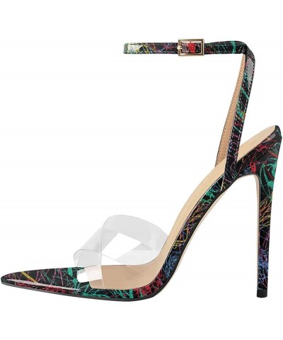 Women Clear Peep Toe Cross PVC Band Stiletto High Heel Ankle Strap Slingback Party Dress Sandal Shoes Size 4-15 US Lines $43....