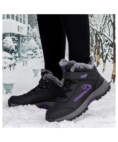 Womens Snow Boots Waterproof Furry Lined Warm Winter Boots Lace Up Sneakers Non-Slip Rubber Ankle Booties Slip on Athletic La...