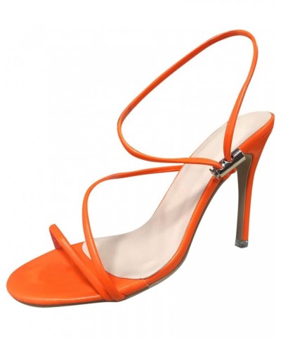 Cute Shoes Womens Slingback Strappy Heeled Sandals Summer High Heels Casual Orange $19.14 Sandals