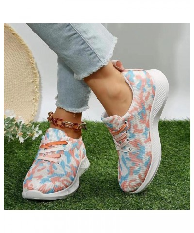 Ladies Rainbow Comfortable Stretch Casual Thick Bottom Lace Up Knitted Plus Size Sneakers Boys Arch Support Flip Pink $16.16 ...