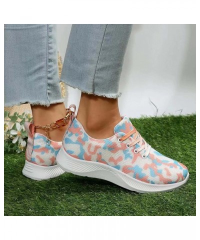 Ladies Rainbow Comfortable Stretch Casual Thick Bottom Lace Up Knitted Plus Size Sneakers Boys Arch Support Flip Pink $16.16 ...