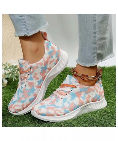 Ladies Rainbow Comfortable Stretch Casual Thick Bottom Lace Up Knitted Plus Size Sneakers Boys Arch Support Flip Pink $16.16 ...