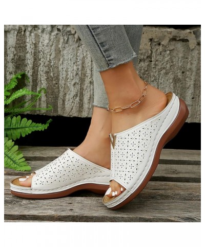 Platform Sandals toe shoe wedge heels for women dressy Sandals Low Wedge Open Toe Slippers Z 12-white $11.16 Sandals