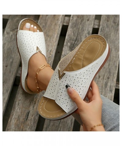 Platform Sandals toe shoe wedge heels for women dressy Sandals Low Wedge Open Toe Slippers Z 12-white $11.16 Sandals