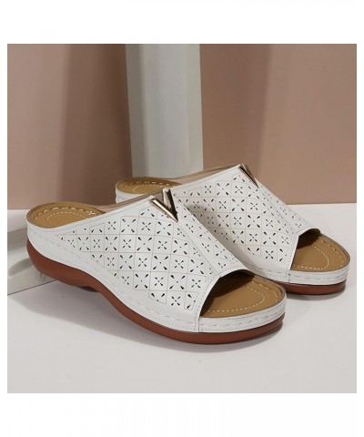 Platform Sandals toe shoe wedge heels for women dressy Sandals Low Wedge Open Toe Slippers Z 12-white $11.16 Sandals