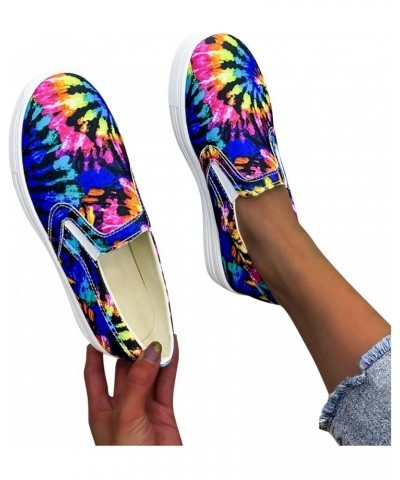 Fashion Shoes Women Casual Printi Gradient Breathable Slip-On Single Comfortable Women's Casual Shoes Flat for Women Blue $13...