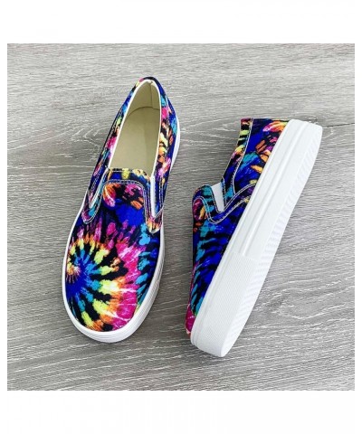 Fashion Shoes Women Casual Printi Gradient Breathable Slip-On Single Comfortable Women's Casual Shoes Flat for Women Blue $13...