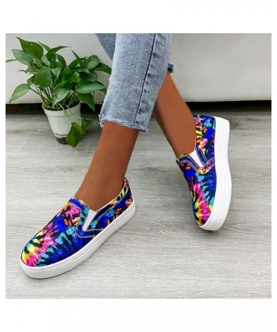 Fashion Shoes Women Casual Printi Gradient Breathable Slip-On Single Comfortable Women's Casual Shoes Flat for Women Blue $13...