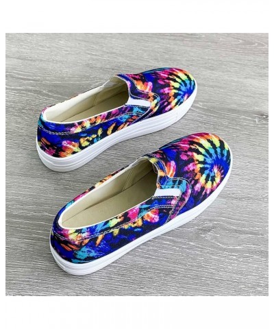 Fashion Shoes Women Casual Printi Gradient Breathable Slip-On Single Comfortable Women's Casual Shoes Flat for Women Blue $13...