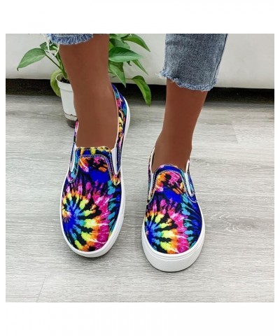 Fashion Shoes Women Casual Printi Gradient Breathable Slip-On Single Comfortable Women's Casual Shoes Flat for Women Blue $13...