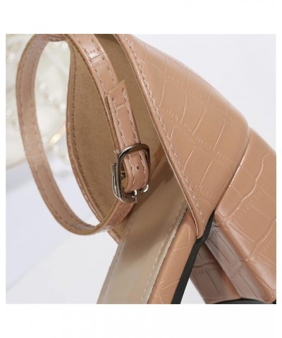 Fashion Summer Women Sandals Chunky Heel Medium Heel Leather Texture Buckle Open Toe Wedge Thong Sandals for Women Size 10 (B...