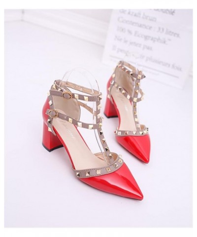 Fashion Women's Sandals 2021 Summer Pointed Rivet Buckle Sandals Women's Thick Heel Mid-Heel All-Match Trend Women's Sandals ...