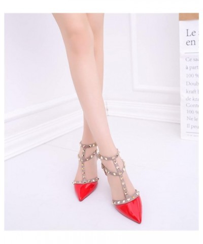 Fashion Women's Sandals 2021 Summer Pointed Rivet Buckle Sandals Women's Thick Heel Mid-Heel All-Match Trend Women's Sandals ...