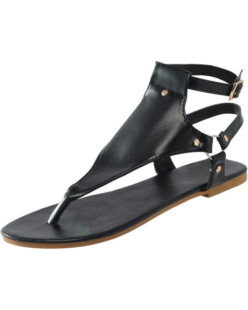 Black Sandals for Women Dressy, Summer Sandals for Women Casual Summer Open Toe Flat Sandals with Buckle Strap Black $9.38 Ou...