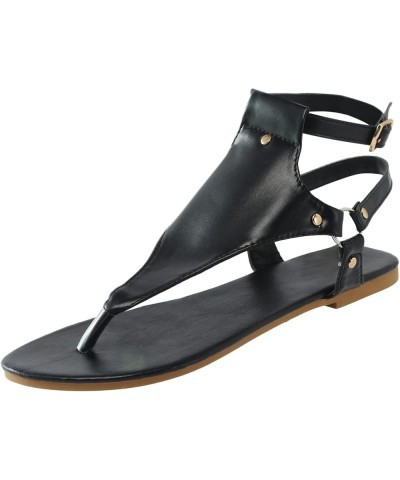 Black Sandals for Women Dressy, Summer Sandals for Women Casual Summer Open Toe Flat Sandals with Buckle Strap Black $9.38 Ou...