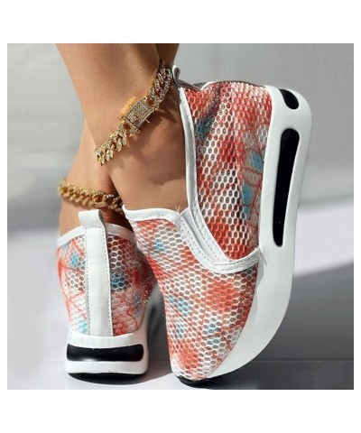 Platform Wedge Sneakers for Women Fashion Embroidery Floral Mesh Air Comfort Chunky Sneakers Hidden High Heels Slip On Loafer...