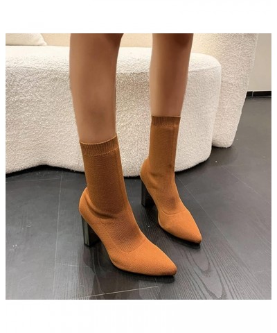 Boots for Women Ankle Booties With Zipper Boots for Women Knee High Wide Calf Sqaure Toe Boots Brown-b $20.53 Outdoor Shoes