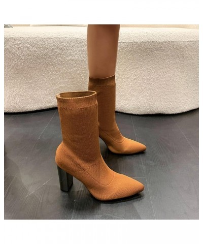 Boots for Women Ankle Booties With Zipper Boots for Women Knee High Wide Calf Sqaure Toe Boots Brown-b $20.53 Outdoor Shoes