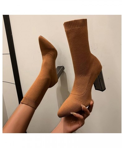 Boots for Women Ankle Booties With Zipper Boots for Women Knee High Wide Calf Sqaure Toe Boots Brown-b $20.53 Outdoor Shoes