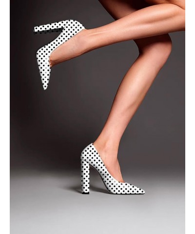 Women's Chunky High Heel Pumps Pointed Toe Slip-on Party Wedding Dress Shoes 4.7 Inch Polka Dot $38.47 Pumps