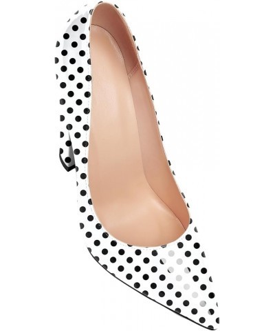 Women's Chunky High Heel Pumps Pointed Toe Slip-on Party Wedding Dress Shoes 4.7 Inch Polka Dot $38.47 Pumps