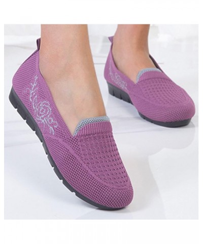 Women's Shoes Fashion Solid Color Printing Soft Sole Breathable Casual Shoes Casual Ballet Flats Shoes Purple $9.89 Loafers &...