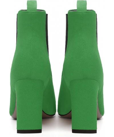 Womens Work Suede Solid Sexy Pointed Toe Bungee Chunky High Heel Ankle High Boots 3.3 Inch Green $30.00 Boots