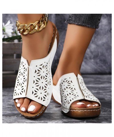 Fashion Sandals For Women Walking Slippers with Arch Surpport Orthopedic Wedge Sandals Women Open Toe Hollow Out Leather Sand...