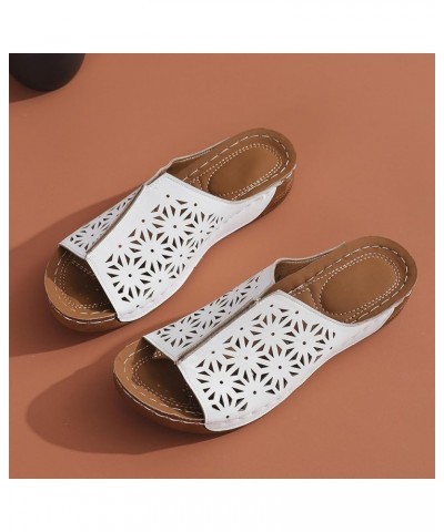 Fashion Sandals For Women Walking Slippers with Arch Surpport Orthopedic Wedge Sandals Women Open Toe Hollow Out Leather Sand...