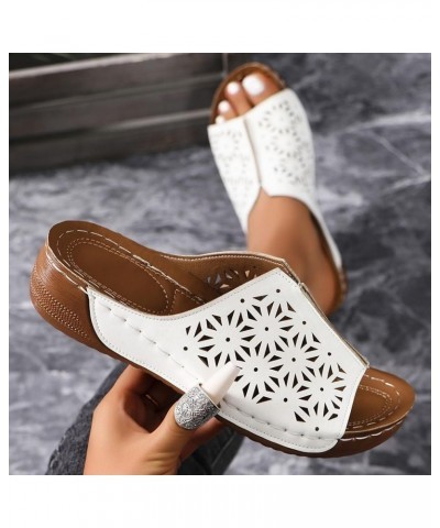 Fashion Sandals For Women Walking Slippers with Arch Surpport Orthopedic Wedge Sandals Women Open Toe Hollow Out Leather Sand...