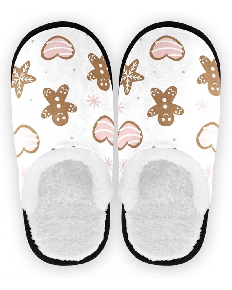 §³hristmas Gingerbread Fuzzy Women's Slippers, Medium Fluffy Coral Fleece Travel House Shoes Indoor Outdoor,M Pattern $8.24 S...