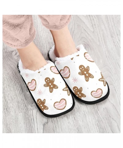 §³hristmas Gingerbread Fuzzy Women's Slippers, Medium Fluffy Coral Fleece Travel House Shoes Indoor Outdoor,M Pattern $8.24 S...