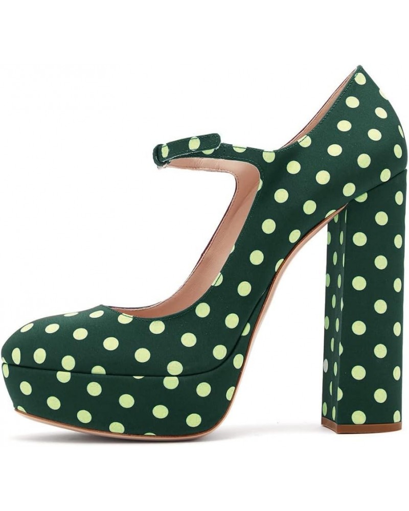 High Heels Ladies Chunky Heel Platform Round Toe Mary Jane Shoes Dress Shoes-Brown||41 36 Green $44.50 Pumps