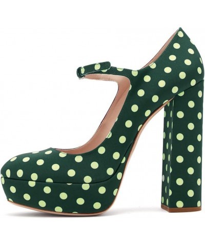 High Heels Ladies Chunky Heel Platform Round Toe Mary Jane Shoes Dress Shoes-Brown||41 36 Green $44.50 Pumps