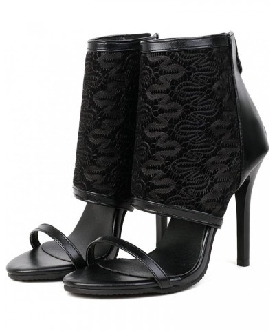 Women's Stiletto Open Toe Sandals for Summer with Zipper Black $20.39 Sandals