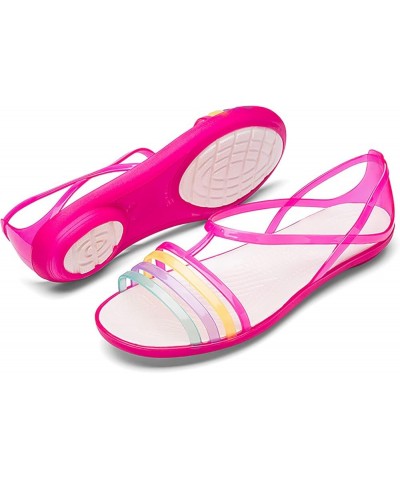 Women's Colorful Neon Jelly Open Toe Sandals,Summer Fashion T-Strap Rainbow Gladiator Clear Beach Rain Shoes Flats Jellies Sa...