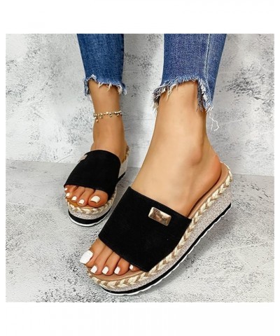 Women's Platform Sandals Ladies Slip on Slide Mules Hessian Espadrilles 2023 Summer Casual Wedge High Heel Slippers Comfort O...