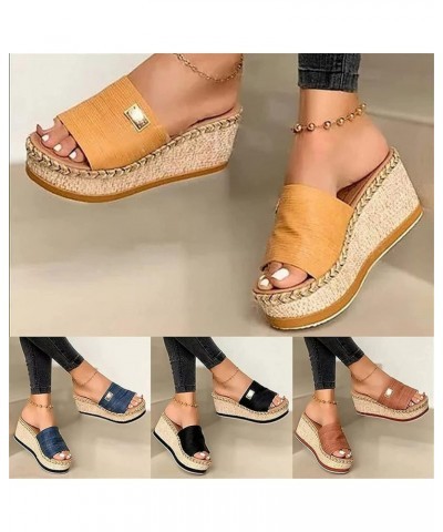 Women's Platform Sandals Ladies Slip on Slide Mules Hessian Espadrilles 2023 Summer Casual Wedge High Heel Slippers Comfort O...