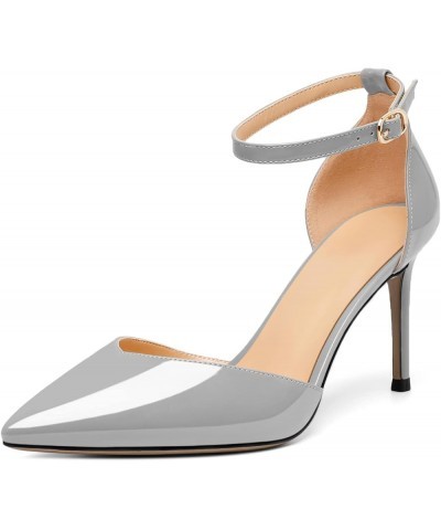 Women's Pointed Toe High Heels Ankle Strap Pumps D'Orsay Ankle Strap Pumps Shoes Dress Wedding Sandals Shoes Grey $33.83 Pumps