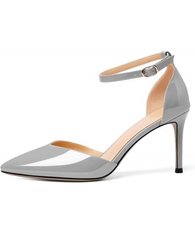 Women's Pointed Toe High Heels Ankle Strap Pumps D'Orsay Ankle Strap Pumps Shoes Dress Wedding Sandals Shoes Grey $33.83 Pumps