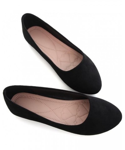 Women's Cute Round-Toe Flat Ballet Shoes Comfortable Dress Shoes for Walking Upgrade Black 1 $9.37 Flats