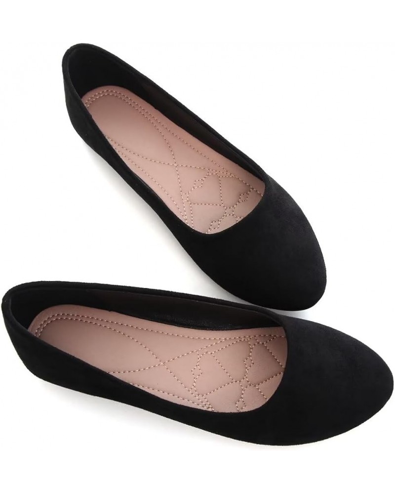 Women's Cute Round-Toe Flat Ballet Shoes Comfortable Dress Shoes for Walking Upgrade Black 1 $9.37 Flats