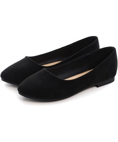 Women's Cute Round-Toe Flat Ballet Shoes Comfortable Dress Shoes for Walking Upgrade Black 1 $9.37 Flats