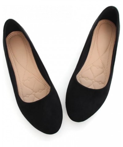 Women's Cute Round-Toe Flat Ballet Shoes Comfortable Dress Shoes for Walking Upgrade Black 1 $9.37 Flats